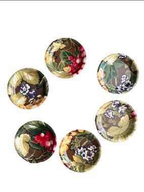 Vintage Bamboo Garden Floral Coaster Set 6